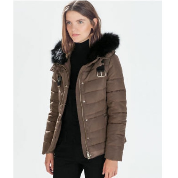 zara khaki puffer jacket